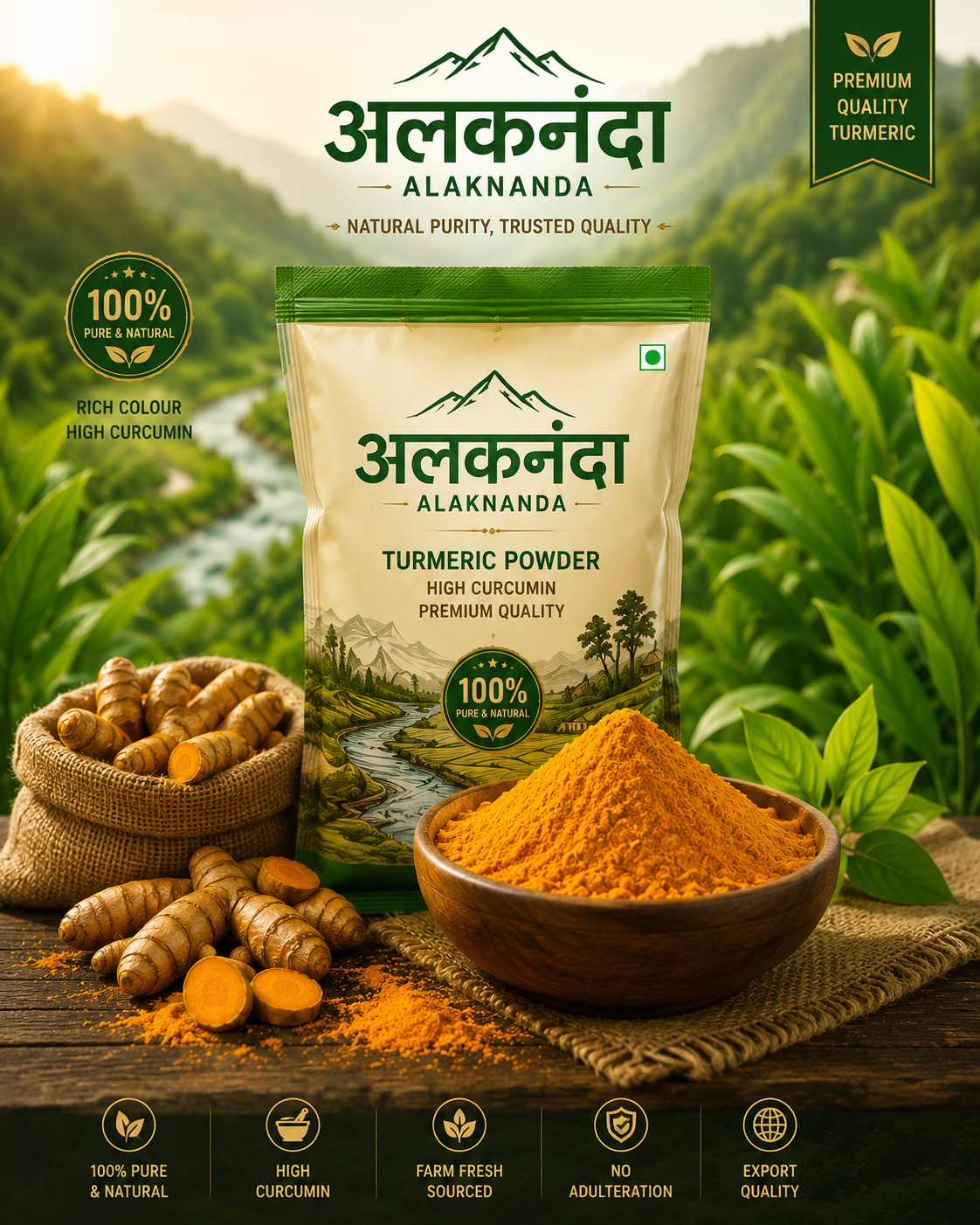 Alaknanda turmeric packaging
